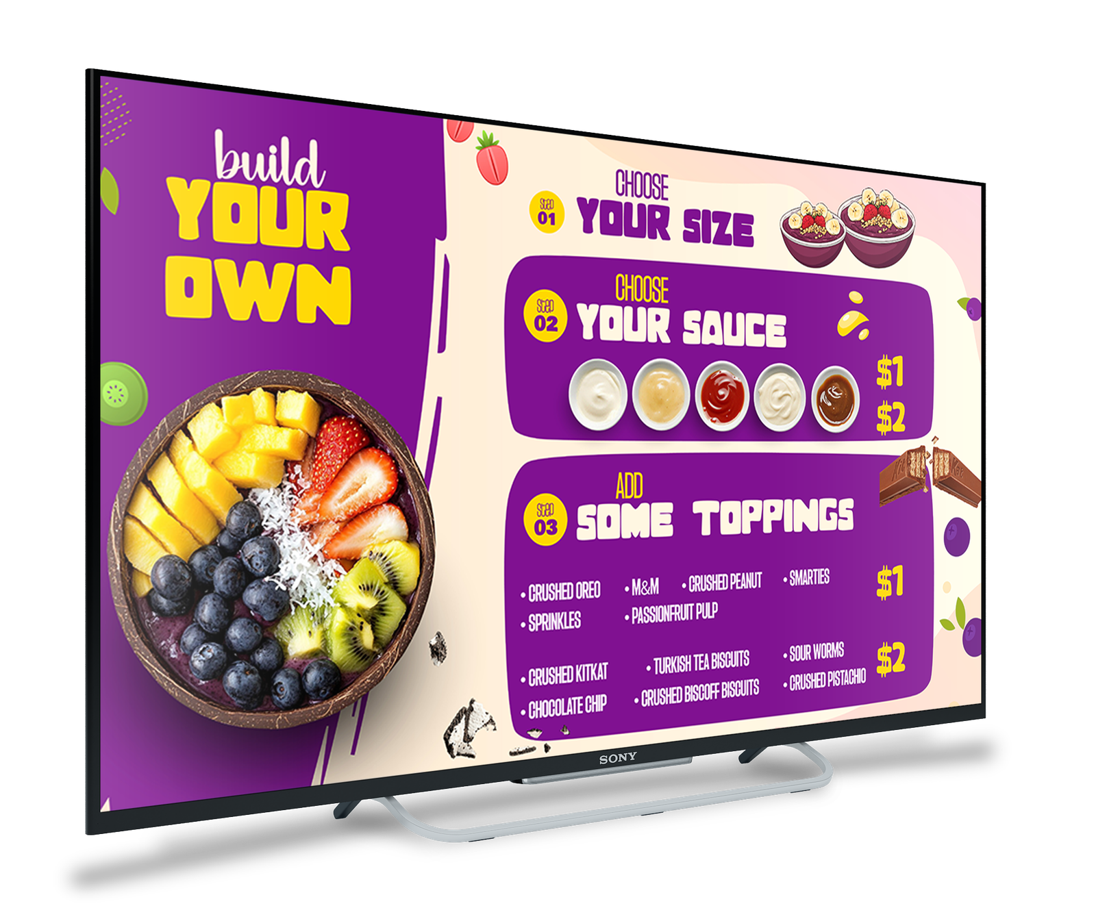 Build Your Own Acai Digital Menu Board Design